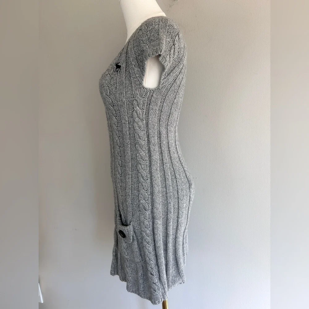 Y2K ABERCROMBIE Cable Knit V-Neck Sweater Dress Preppy Coquette Kid L / Women XS